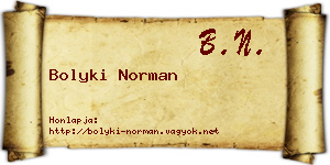 Bolyki Norman névjegykártya